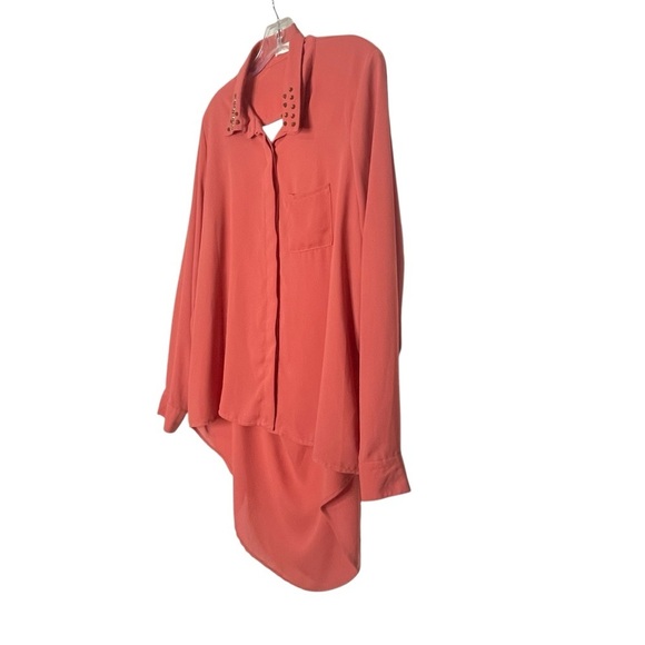 Glam Dollz Orange Studded Collar High Low Top size XL - Picture 3 of 14